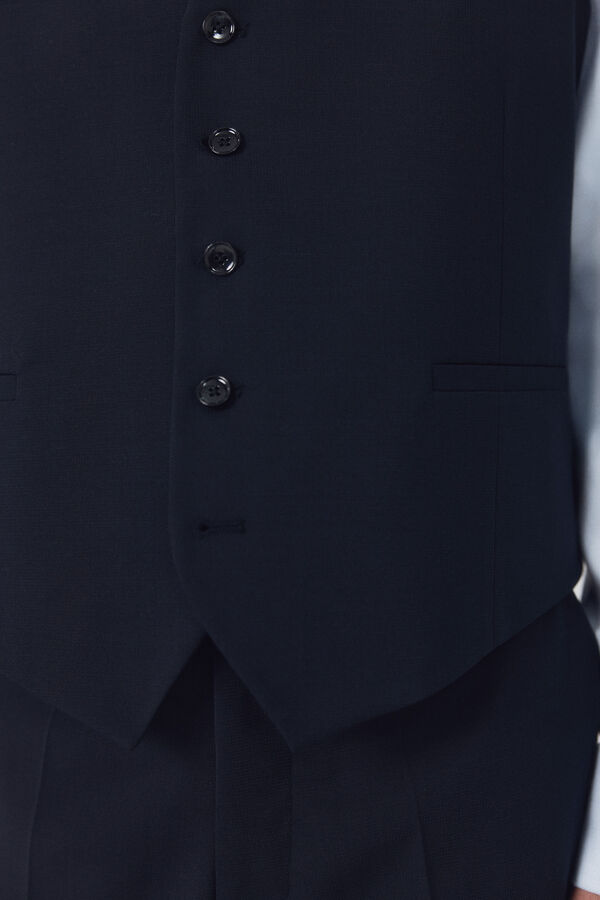 Cortefiel Dynamic blue plaid vest Navy