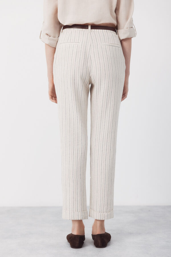 Cortefiel Linen trousers Printed white