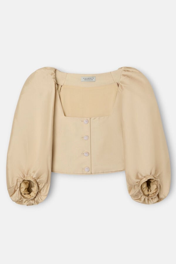 Silbon Blusa Event Collection manga bal&atilde;o Tostado