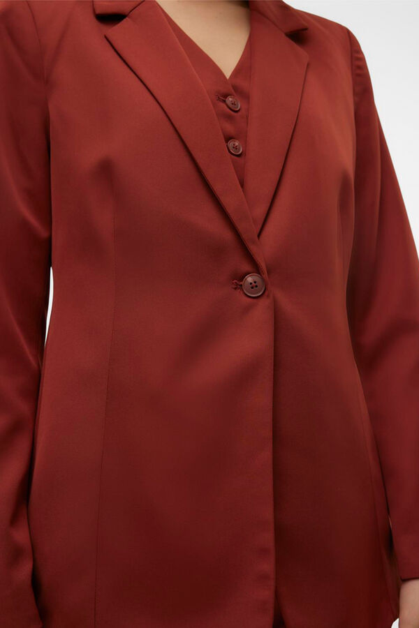 Vero Moda Blazer larga con hombreras Marrón oscuro