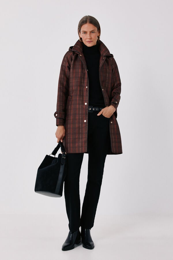 Cortefiel Satin-finish detachable hood trench Multicolour
