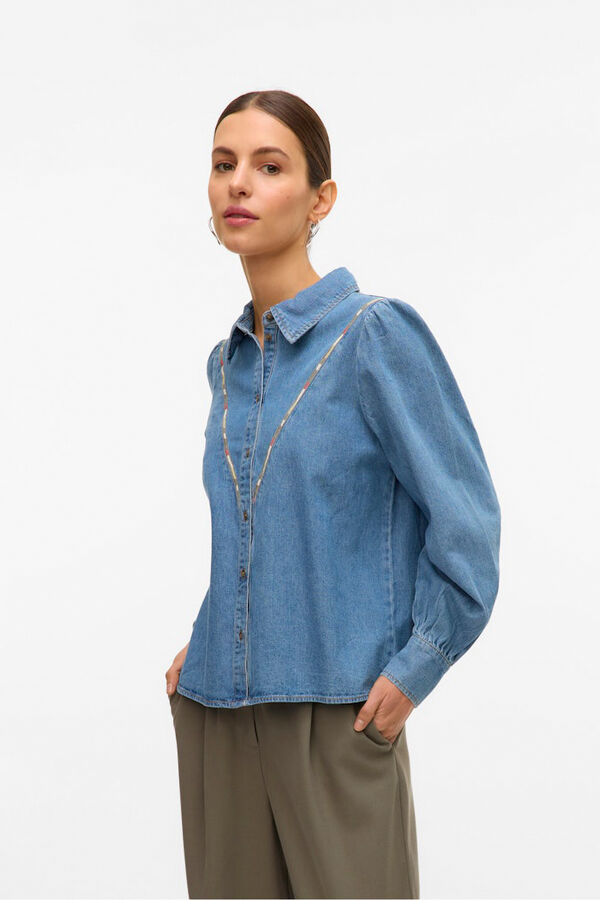 Vero Moda Camisa denim com detalhe bordado  Azul