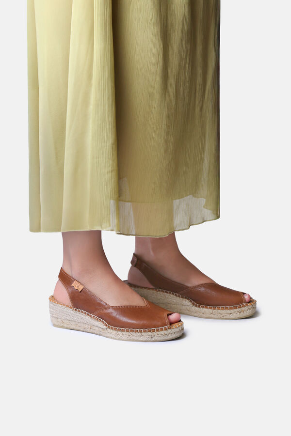 Toni Pons Leather wedge espadrille Brown