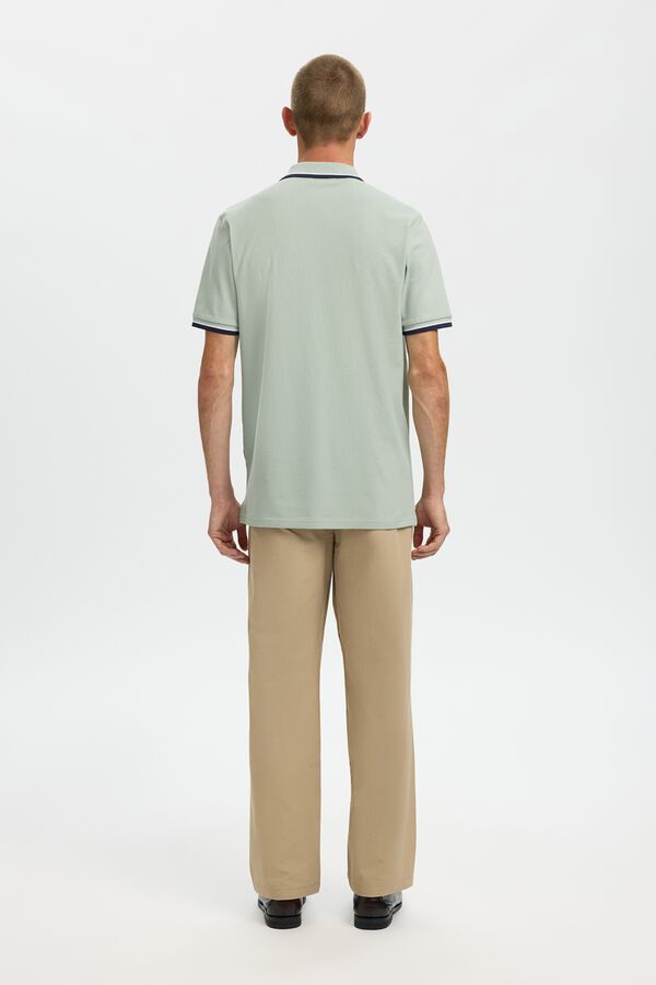 Selected Piqu&eacute; short sleeve polo shirt Kaki