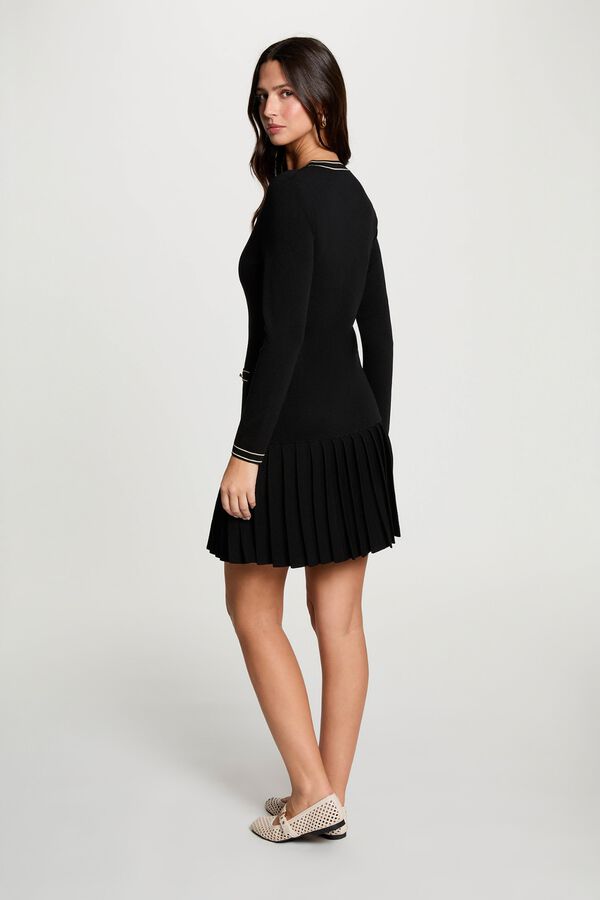 Morgan Vestido de malha com saia plissada Preto