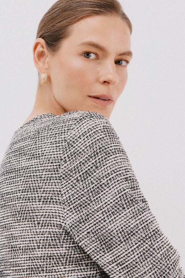Cortefiel Short tweed dress Printed white