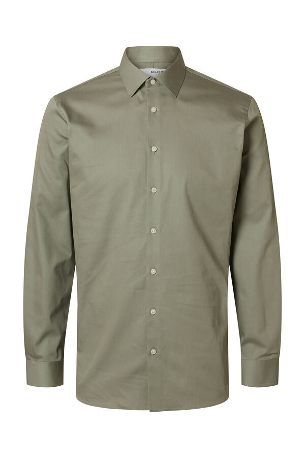 Selected Camisa social slim fit Cinzento