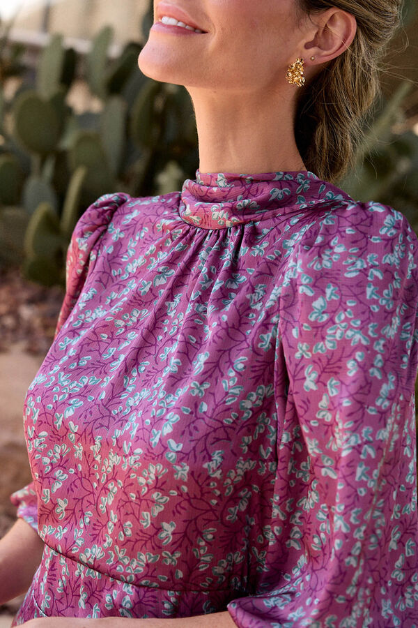 Polín Et Moi Vestido longo estampado MIN Roxo