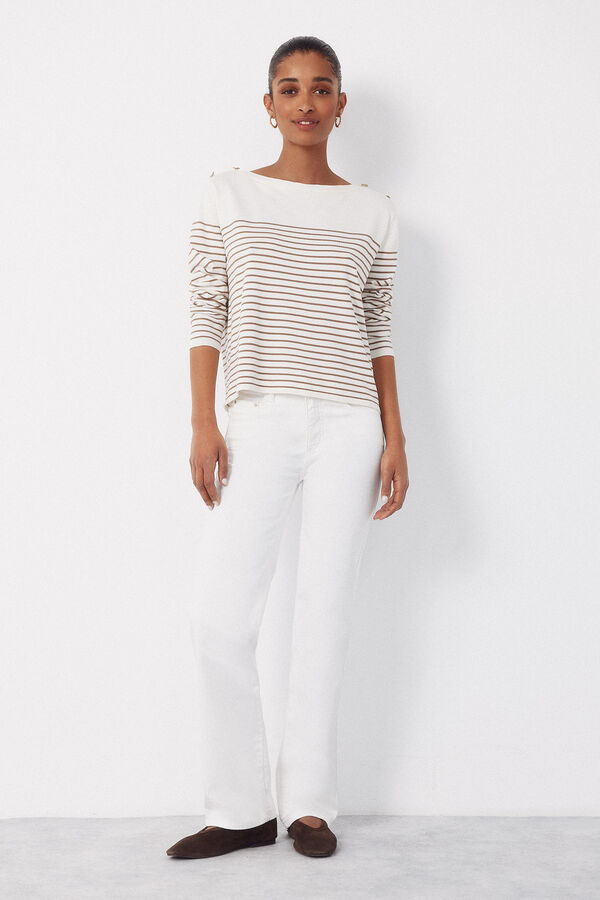 Cortefiel Striped button jumper Ivory