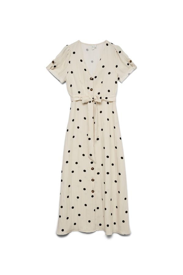 Vero Moda Vestido midi de bolinhas Tostado