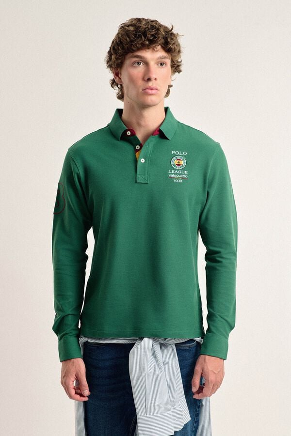 Valecuatro Pólo Valecuatro masculino com escudo espanhol verde intenso Verde