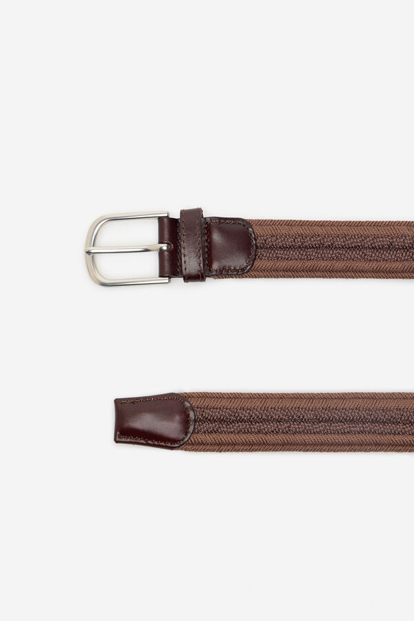 Cortefiel Elastic braided belt Dark brown