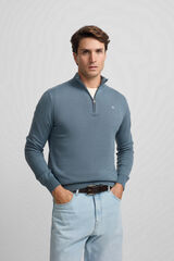 Silbon Camisola lisa meio fecho-&eacute;clair Azul