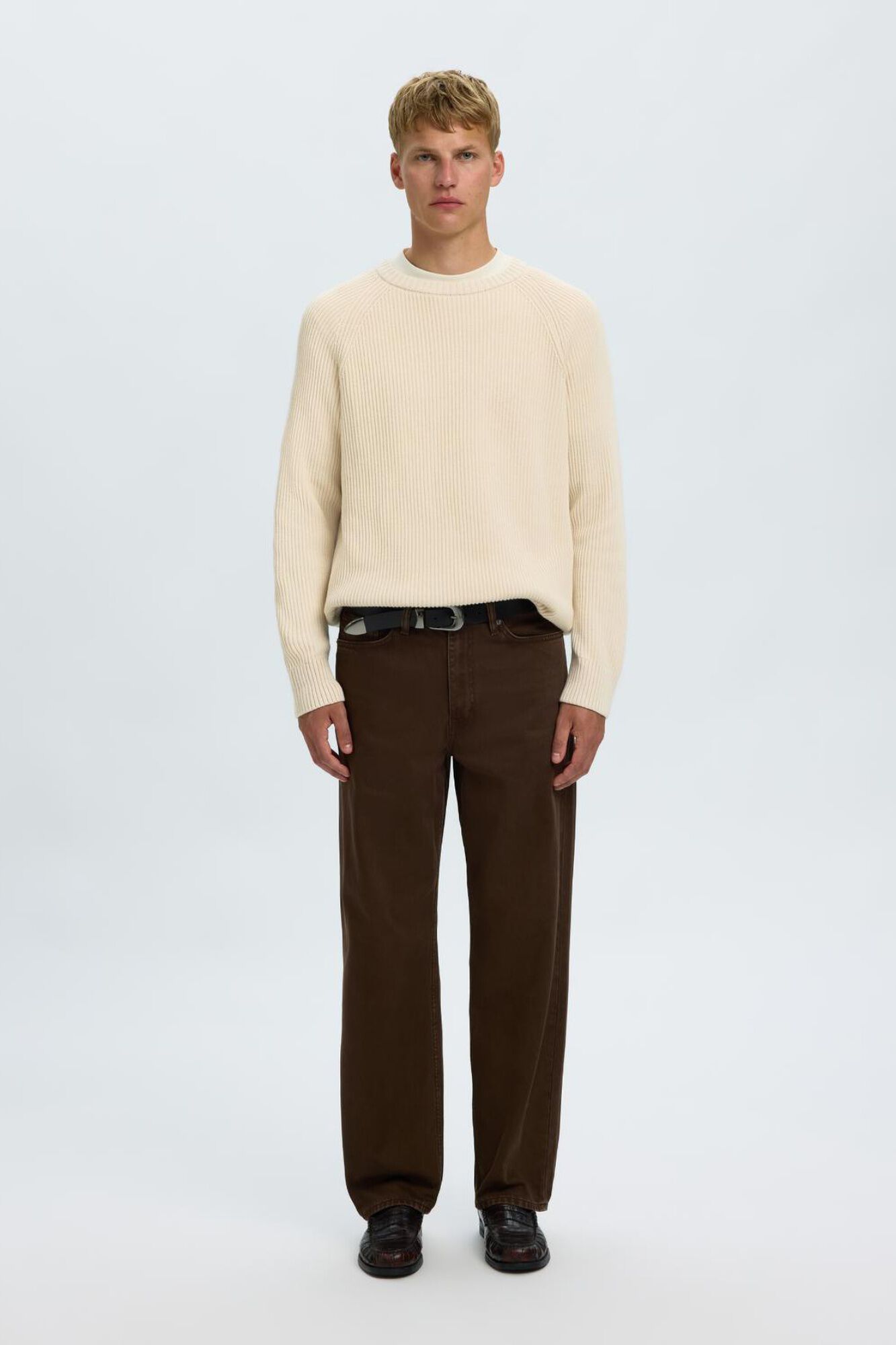 Selected Camisola canelada Relaxed Fit