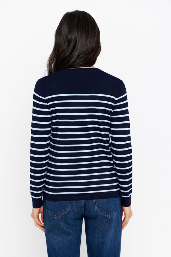Cortefiel Two-tone striped jumper Printed blue