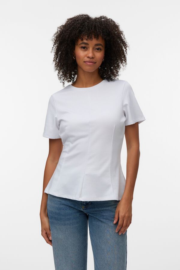 Vero Moda T-shirt de manga curta com pin&ccedil;as Branco