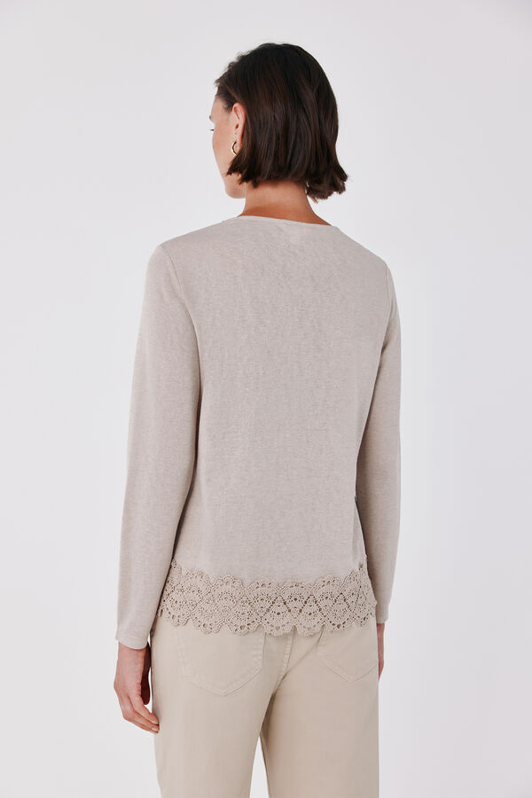 Cortefiel Guipure hem T-shirt Nude