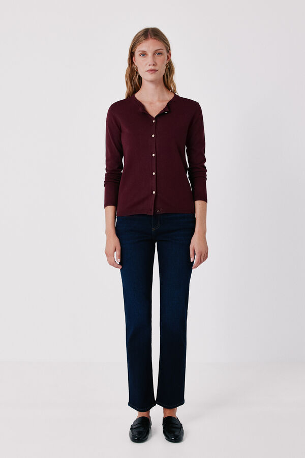 Cortefiel Basic knit jacket Maroon