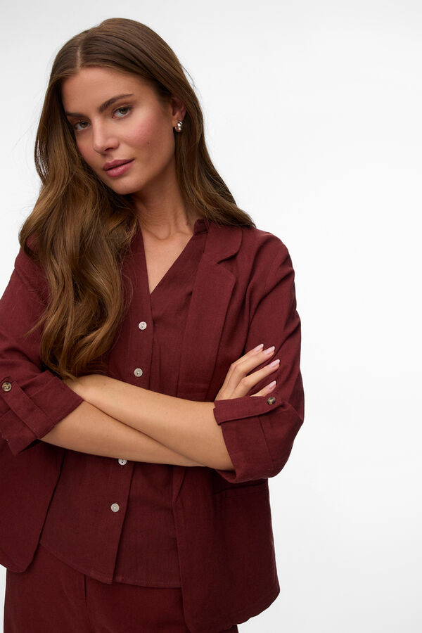 Vero Moda Blazer de mulher aberto com aba Castanho