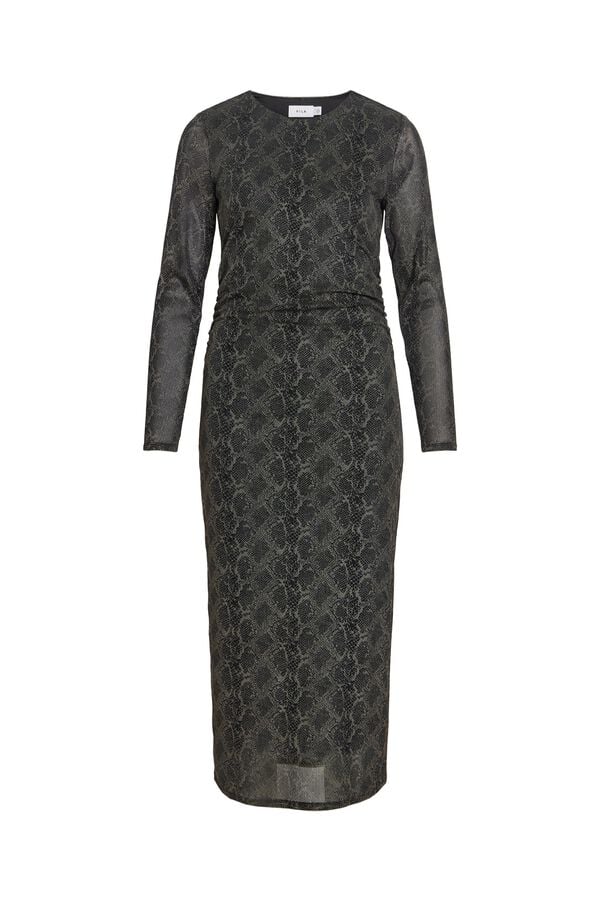 Vila Vestido midi estampado animal Preto