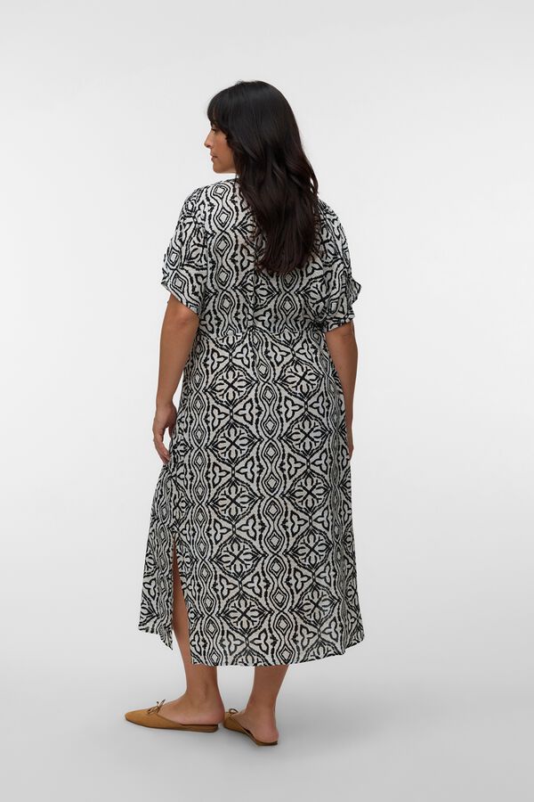 Vero Moda Curve Vestido 7/8 estampado de manga curta tamanho grande Cinzento