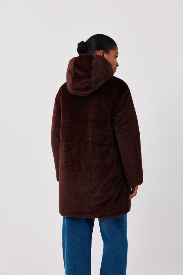 Cortefiel Anorak acolchado reversible efecto pelo Vino
