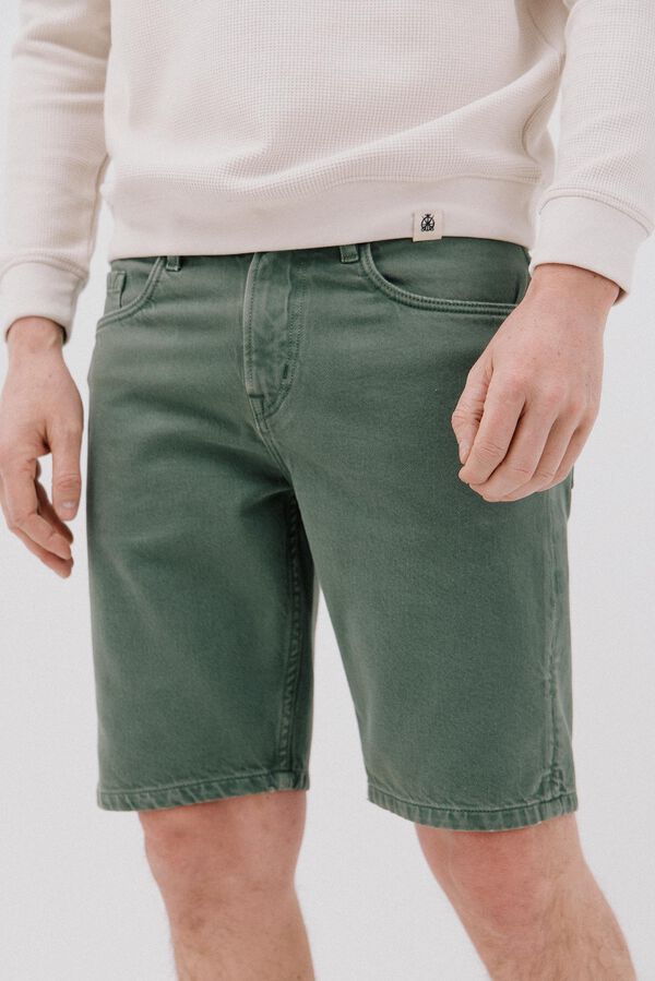 Cortefiel Coloured denim bermuda shorts Green