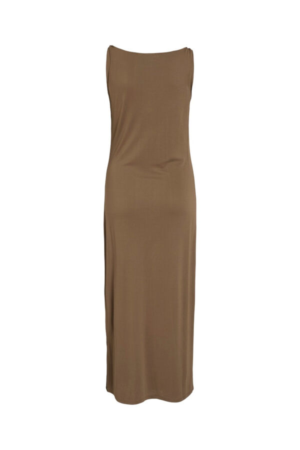 Vila Modal boat neck midi dress Brown