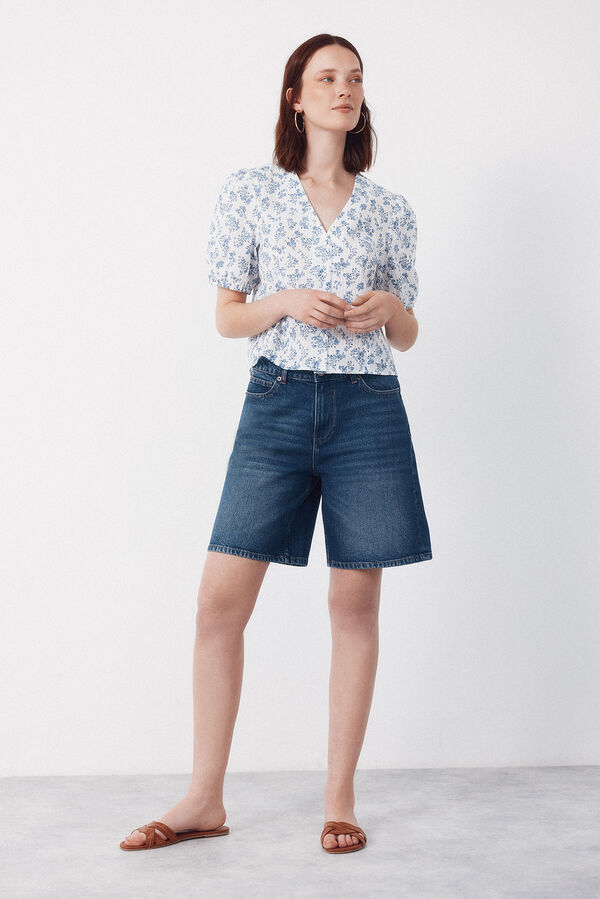 Cortefiel gingham blouse Printed white