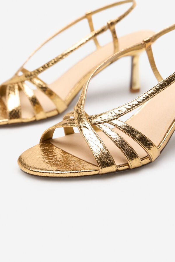 Cortefiel Snake-effect heeled sandal Yellow