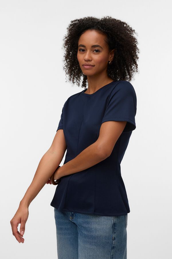 Vero Moda T-shirt de manga curta com pin&ccedil;as Azul