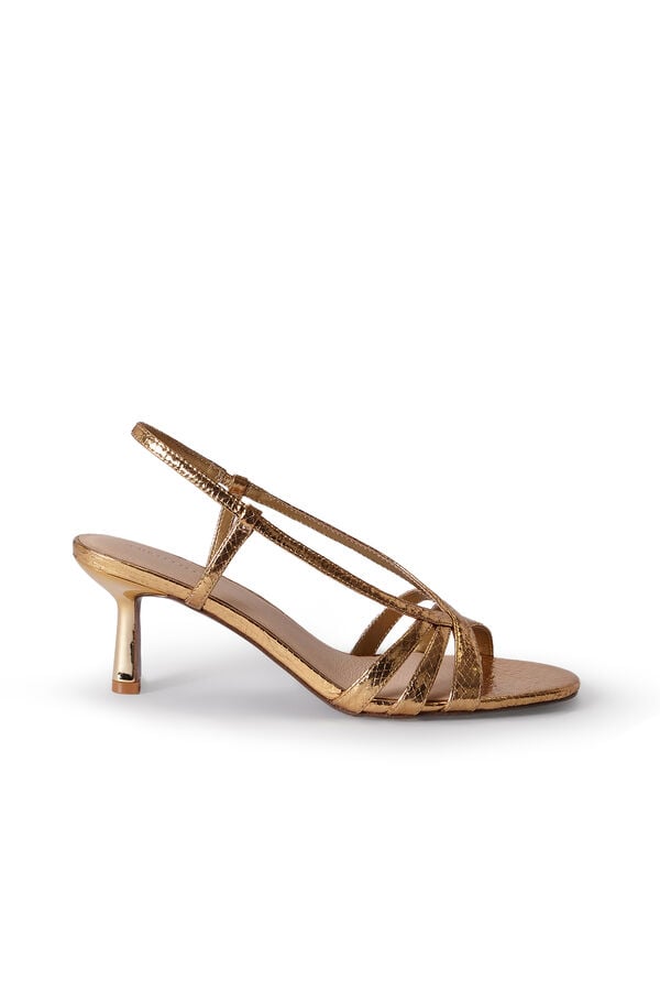 Cortefiel Snake-effect heeled sandal Yellow