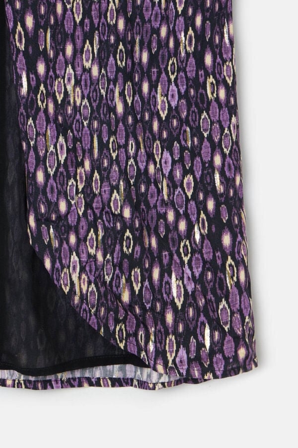 Silbon Falda midi abertura estampado ikat Morado