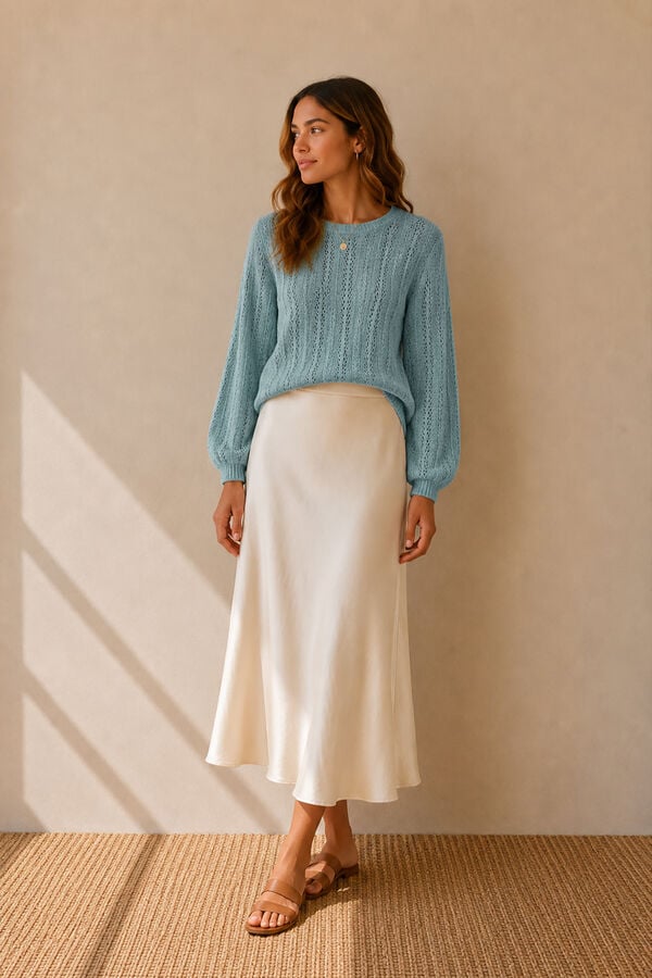 Vila Openwork knit jumper Dark green