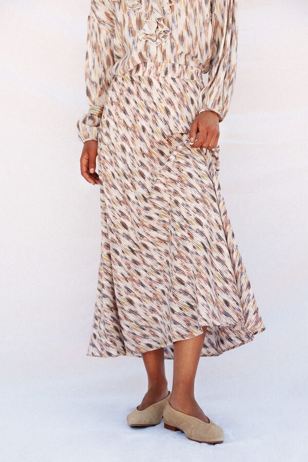 Cortefiel Printed flared skirt Multicolour