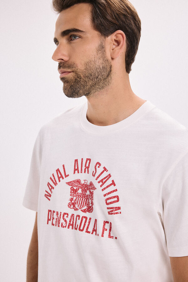 Jack & Jones T-shirt básica com estampado frontal Branco