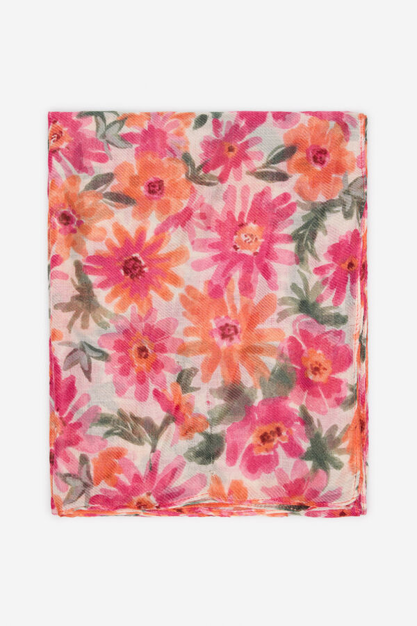 Cortefiel Fular margarita Estampado naranja