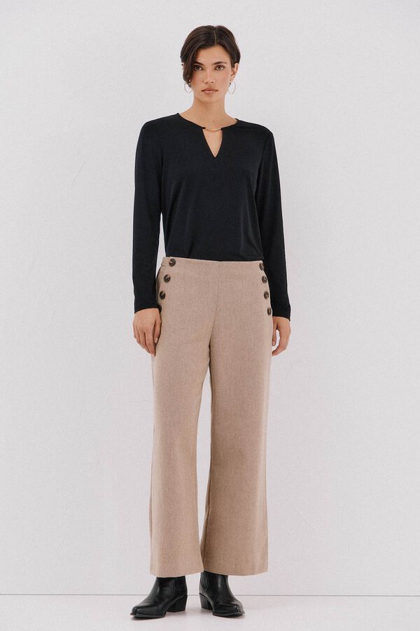 Cortefiel Gold piece top with neckline Black