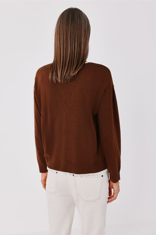 Cortefiel Appliqu&eacute; neckline jumper Camel