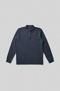 Cortefiel Long-sleeved washed piqué polo shirt  Dark grey