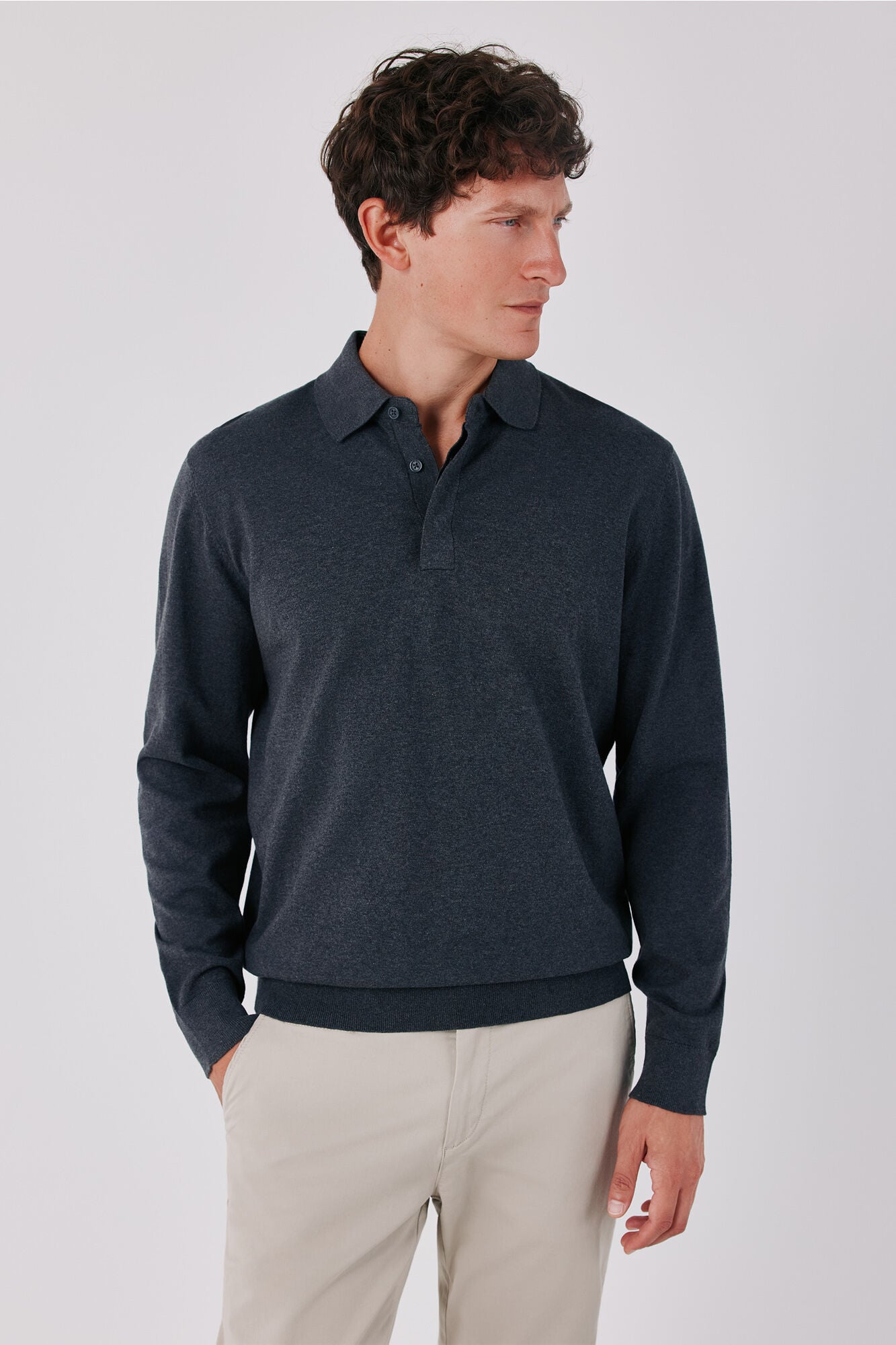 Cortefiel Basic fine knit polo neck jumper