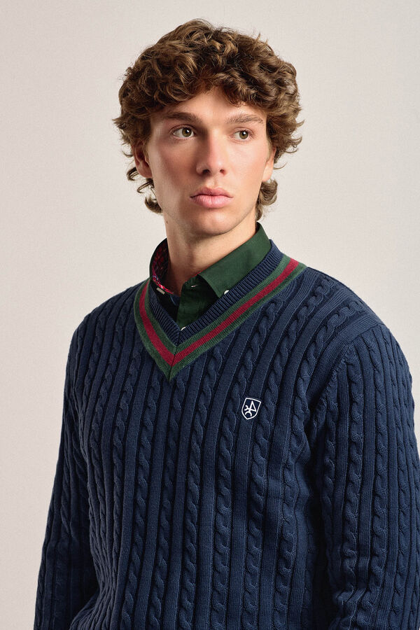 Valecuatro Valecuatro navy blue cross-knit jersey Navy