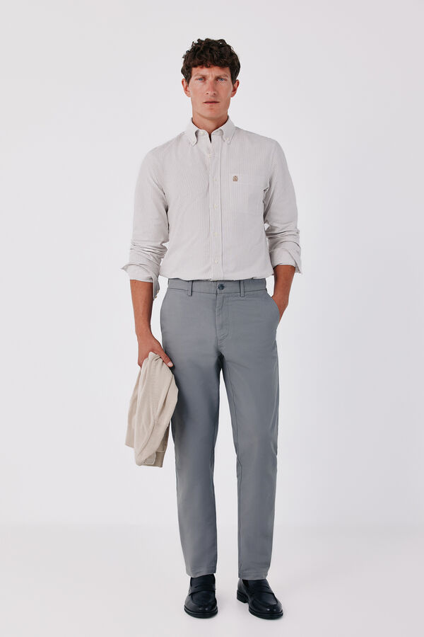 Cortefiel Candela striped Oxford shirt Beige