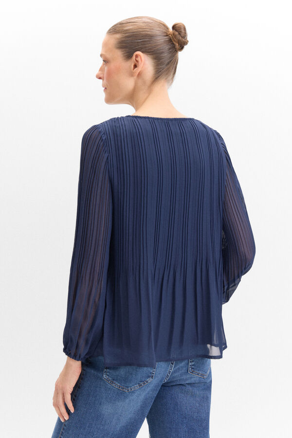 Cortefiel Printed pleated blouse Navy