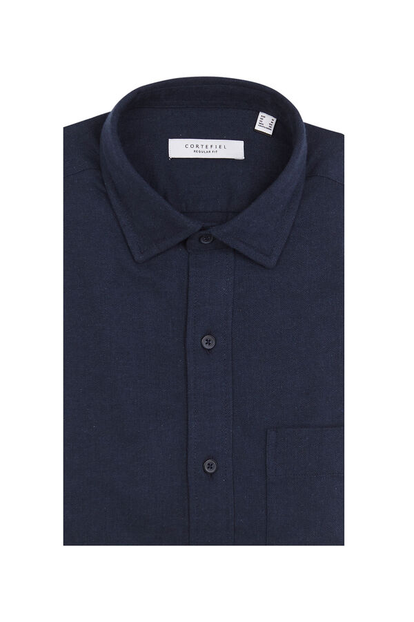 Cortefiel Flannel herringbone shirt Navy