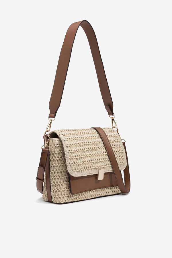 Vilanova Straw effect shoulder bag Beige