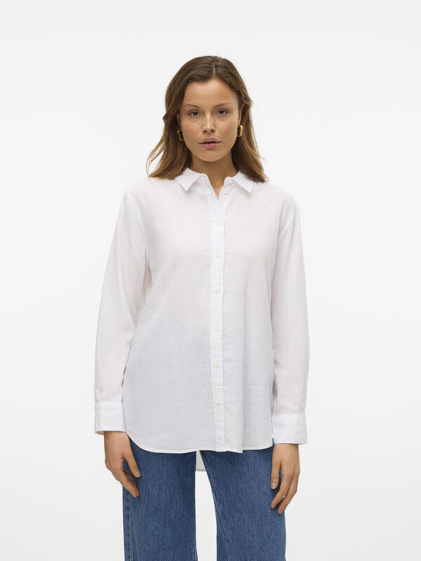 Cortefiel Camisa de mulher manga comprida versase Branco