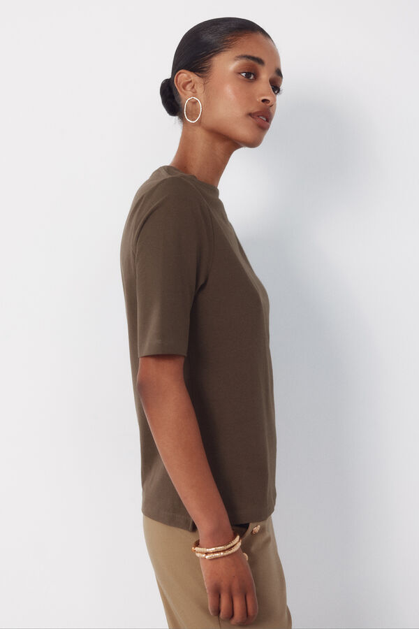 Cortefiel Boat neck t-shirt Kaki