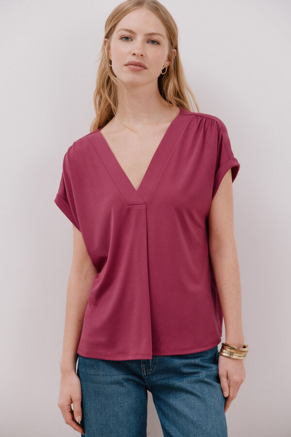Cortefiel Printed v top Purple