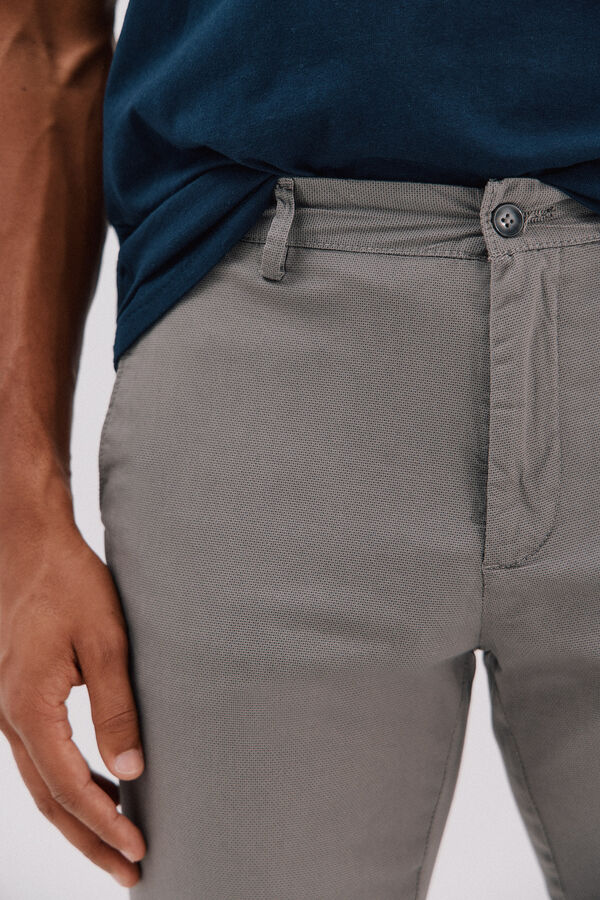 Cortefiel Slim-fit print chinos pants Grey